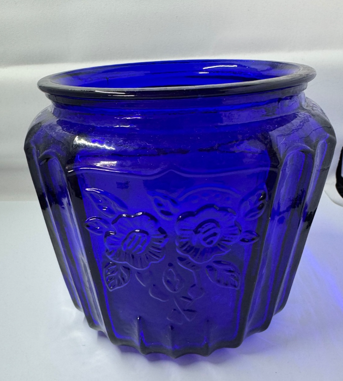 Vintage ~made in the 1970 ~ Cobalt Blue Cookie Jar Mayfair Anchor Hocking  #2883