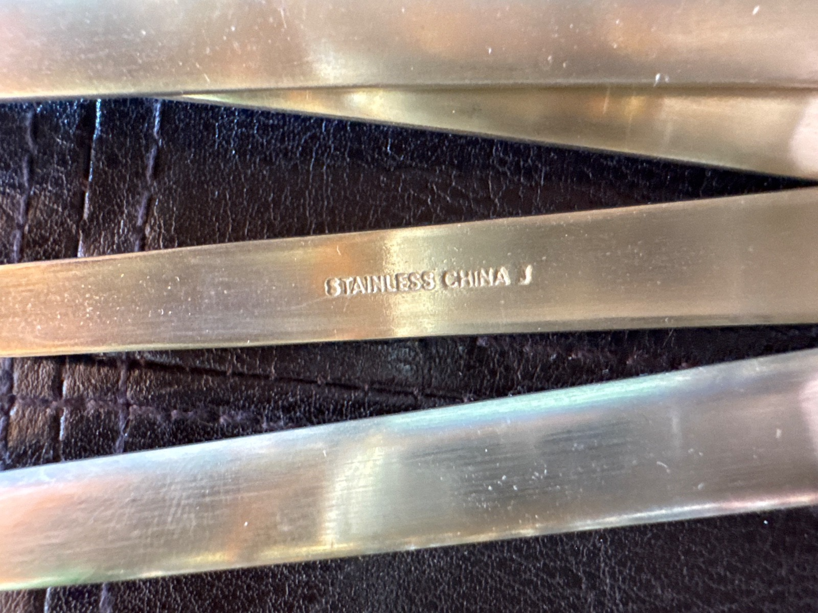 20 Piece Lot Stainless China J Flatware - Fork, Knife, Spoon Gold Toned
