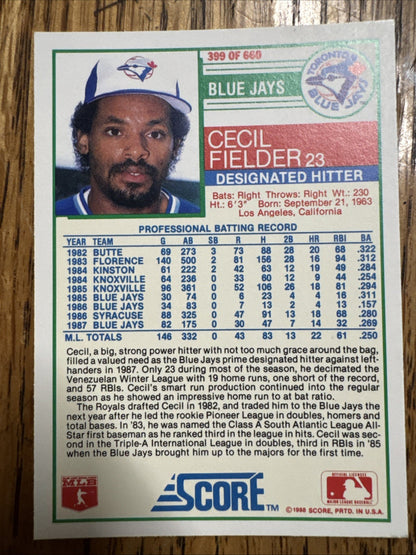1988 Score - Cecil Fielder #399