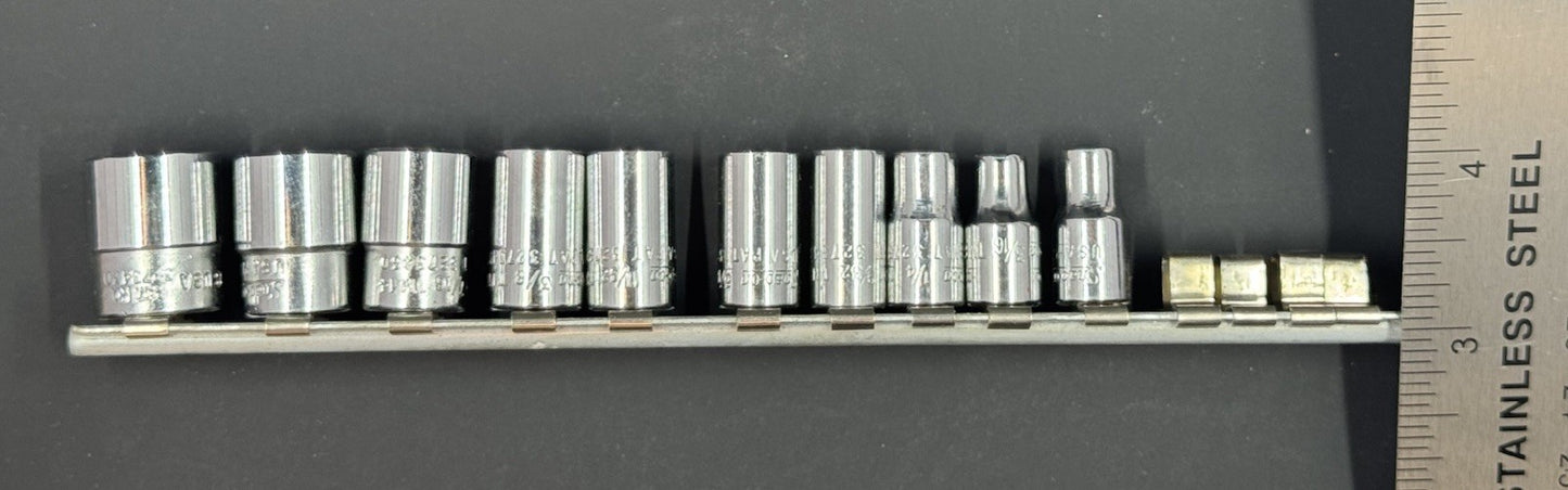 Snap On 1/4" Drive 10pc. Socket Set SAE 6 Point Shallow TM Series TM6-TM18
