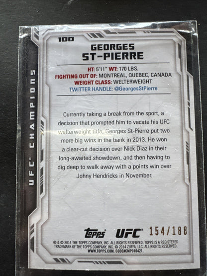 2014 Topps UFC Champions - Georges St-Pierre #100 Black 154/188