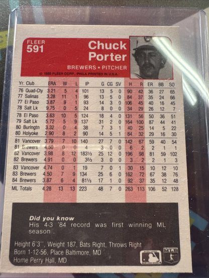 1985 Fleer - Chuck Porter #591 Auto No Cert