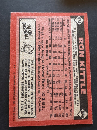 1986 Topps - Ron Kittle #574