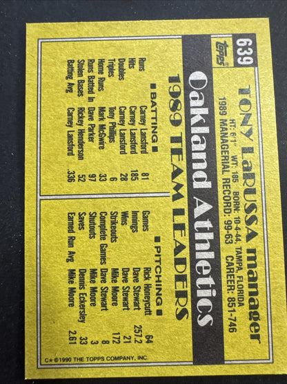 1990 Topps - Team Leaders Tony LaRussa #639
