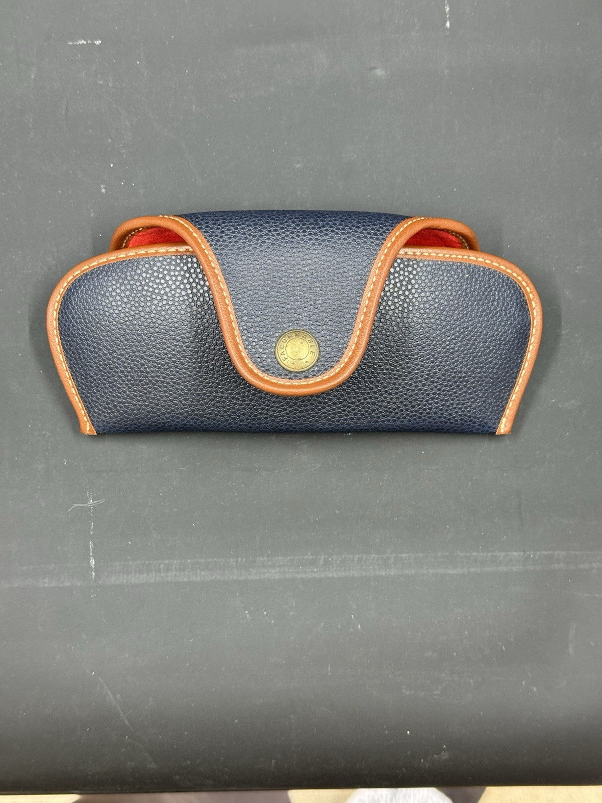 Vintage Faconnable Blue Canvas Brown Leather Glasses Sunglasses Case