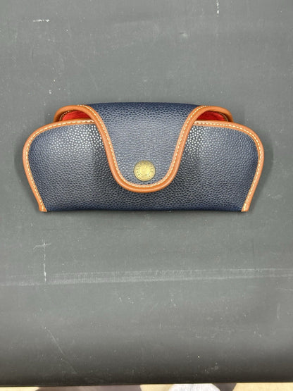 Vintage Faconnable Blue Canvas Brown Leather Glasses Sunglasses Case