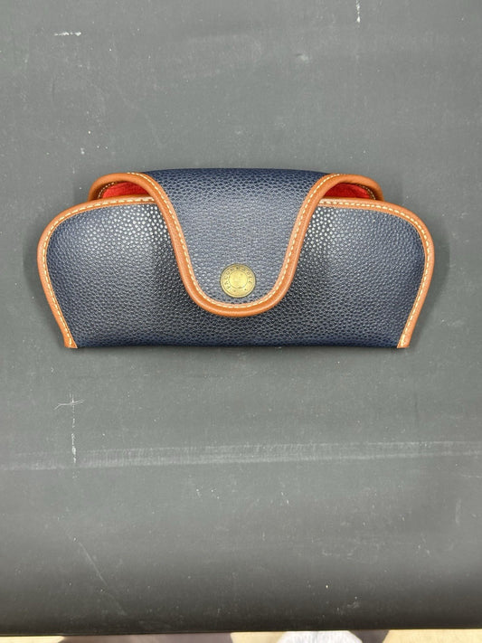 Vintage Faconnable Blue Canvas Brown Leather Glasses Sunglasses Case