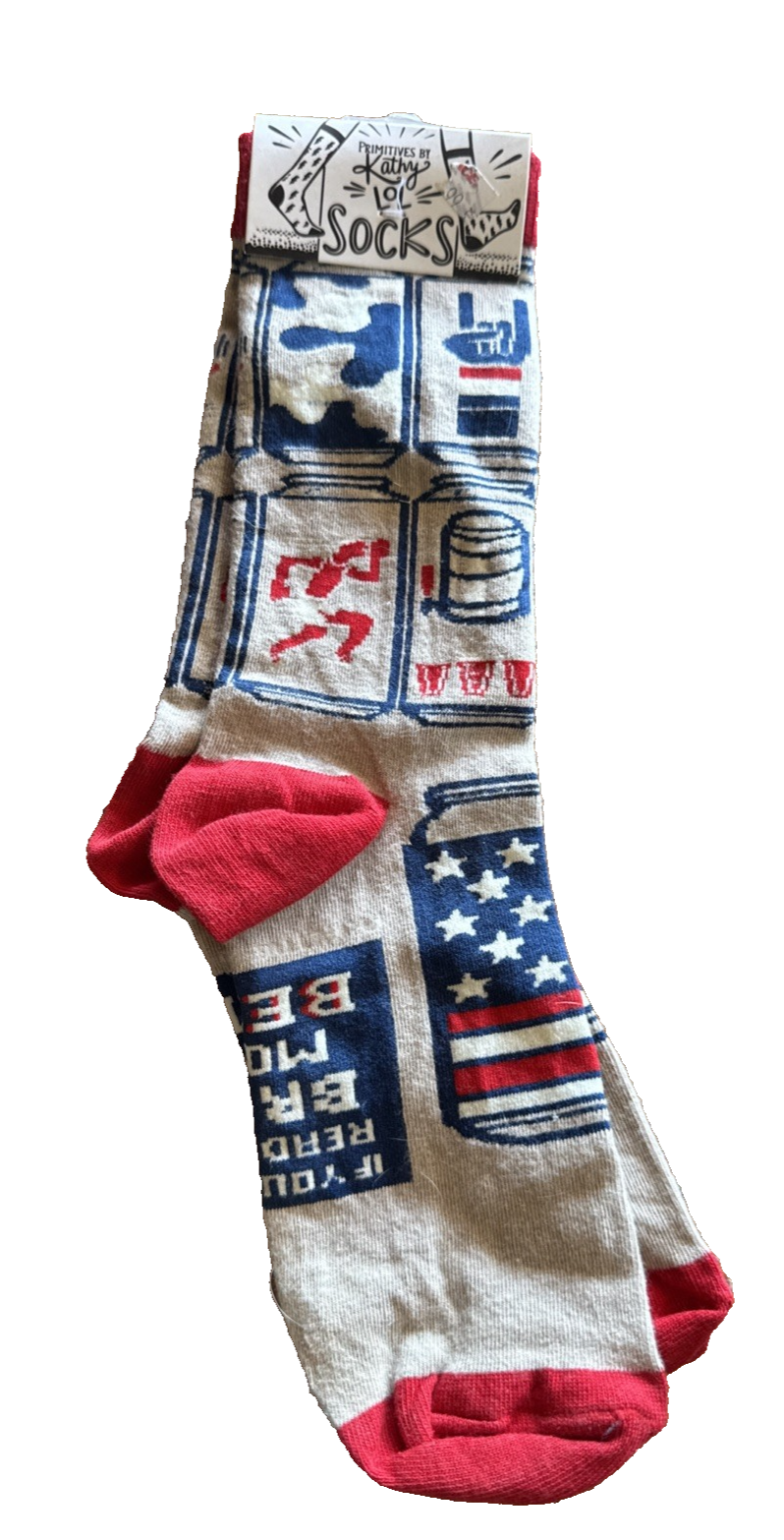 NWT 1 Pair Primitives by Kathy LOL Socks - If You Can Read This Bring More Beer