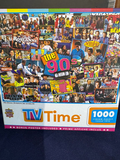 NIB Master Pieces TV Time  90's Shows 1000 Piece Adult Jigsaw Puzzle