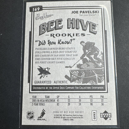 2006-07 Upper Deck Bee Hive - Rookies Joe Pavelski #149 (RC)