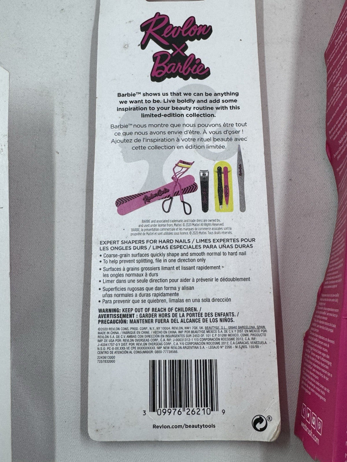 Revlon X Barbie Beauty Box, Brush tweezers nail files and manicure set