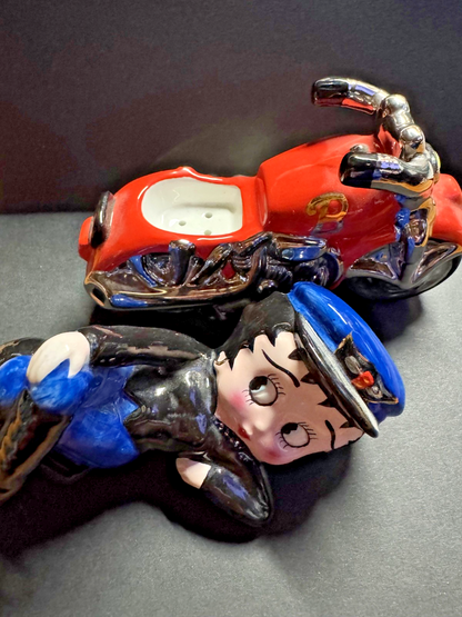 NEWBetty Boop On A Motorcycle Clay Art Salt & Pepper Shaker  Motorcycle Betty