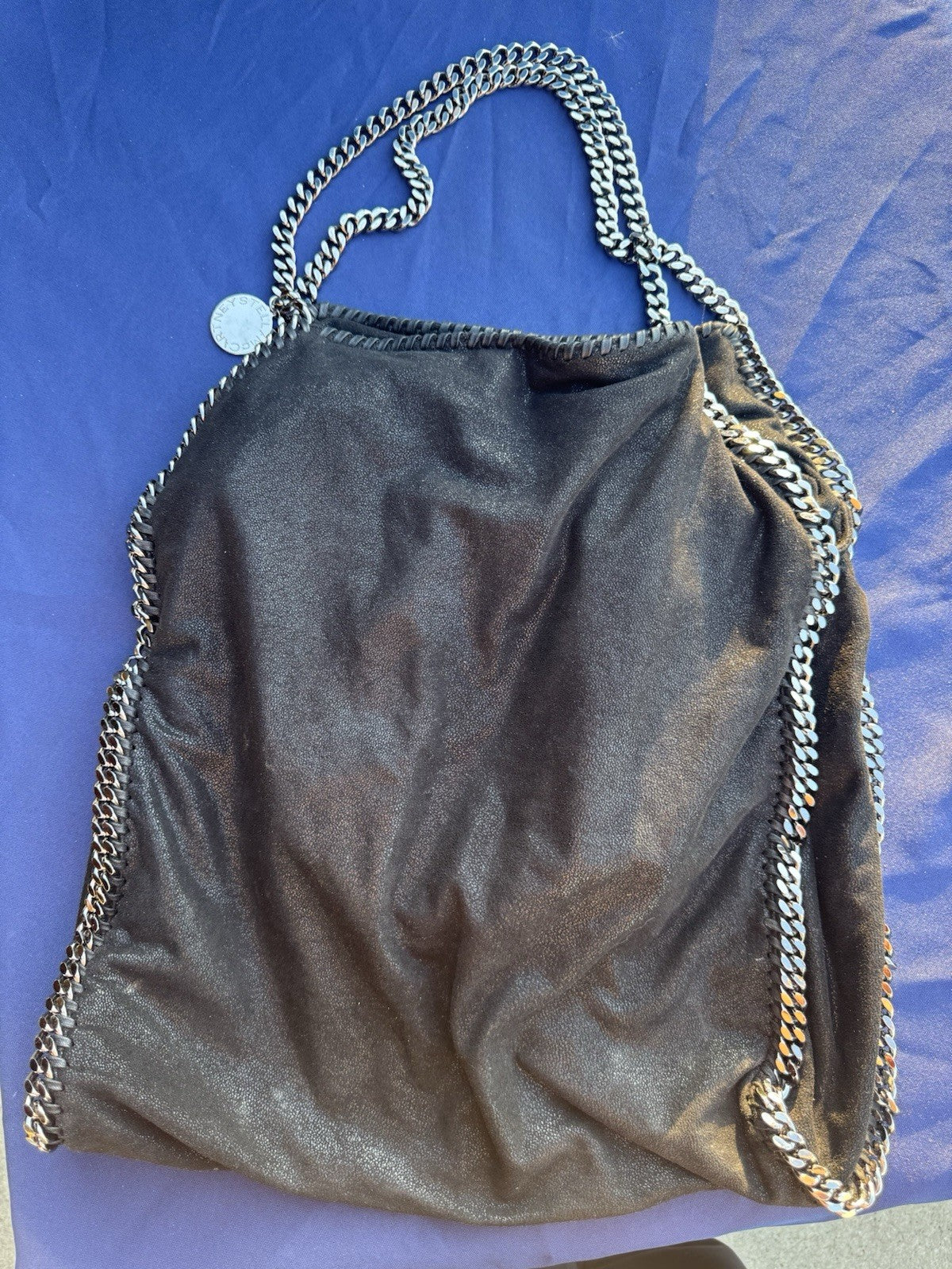 STELLA MCCARTNEY Black Metallic Shaggy  Falabella Deer Tote