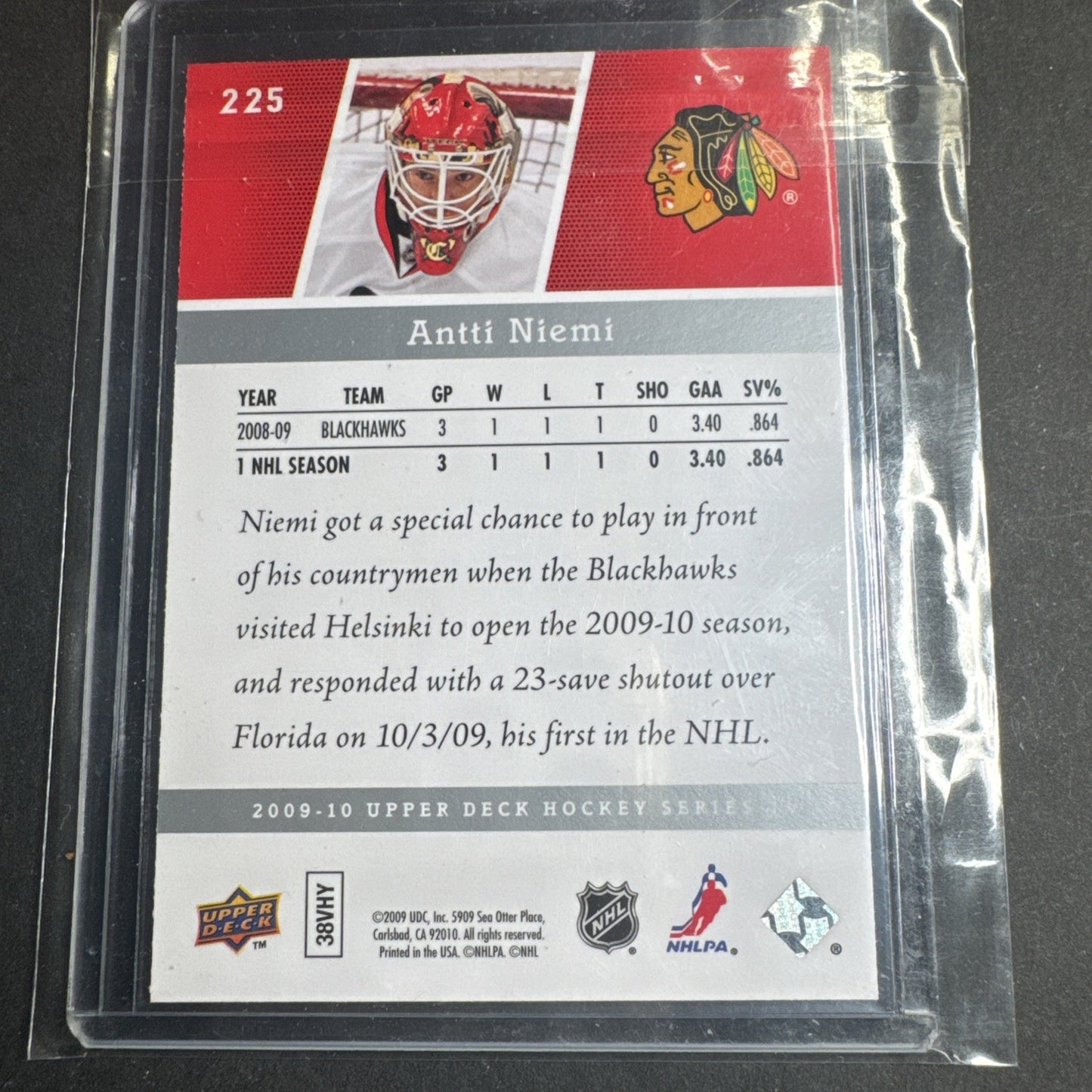 2009-10 Upper Deck - Young Guns Antti Niemi #225 (RC)