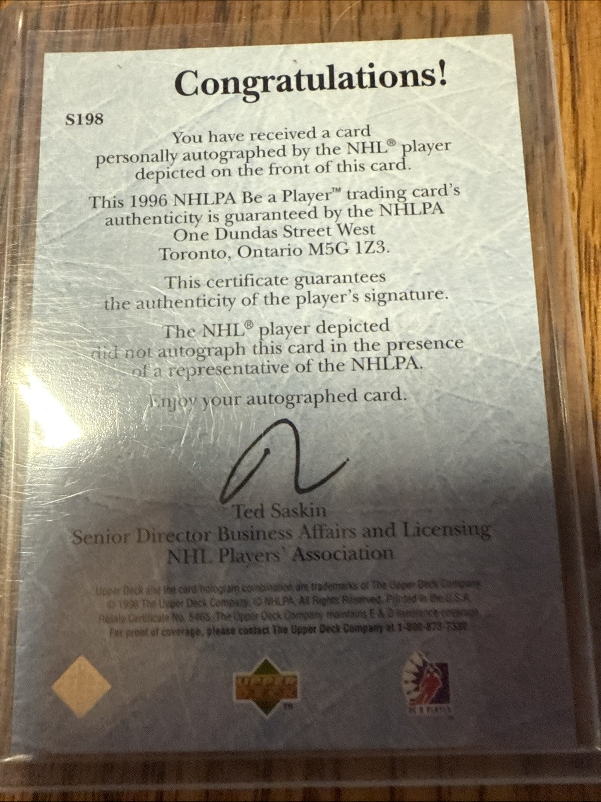 1995-96 Upper Deck Be a Player - Ron Hextall #S198 Autographs (AU)