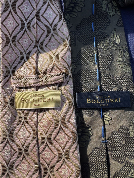 LOT of 2 VILLA BOLGHERI Men's Luxury Silk Ties Made in Italy