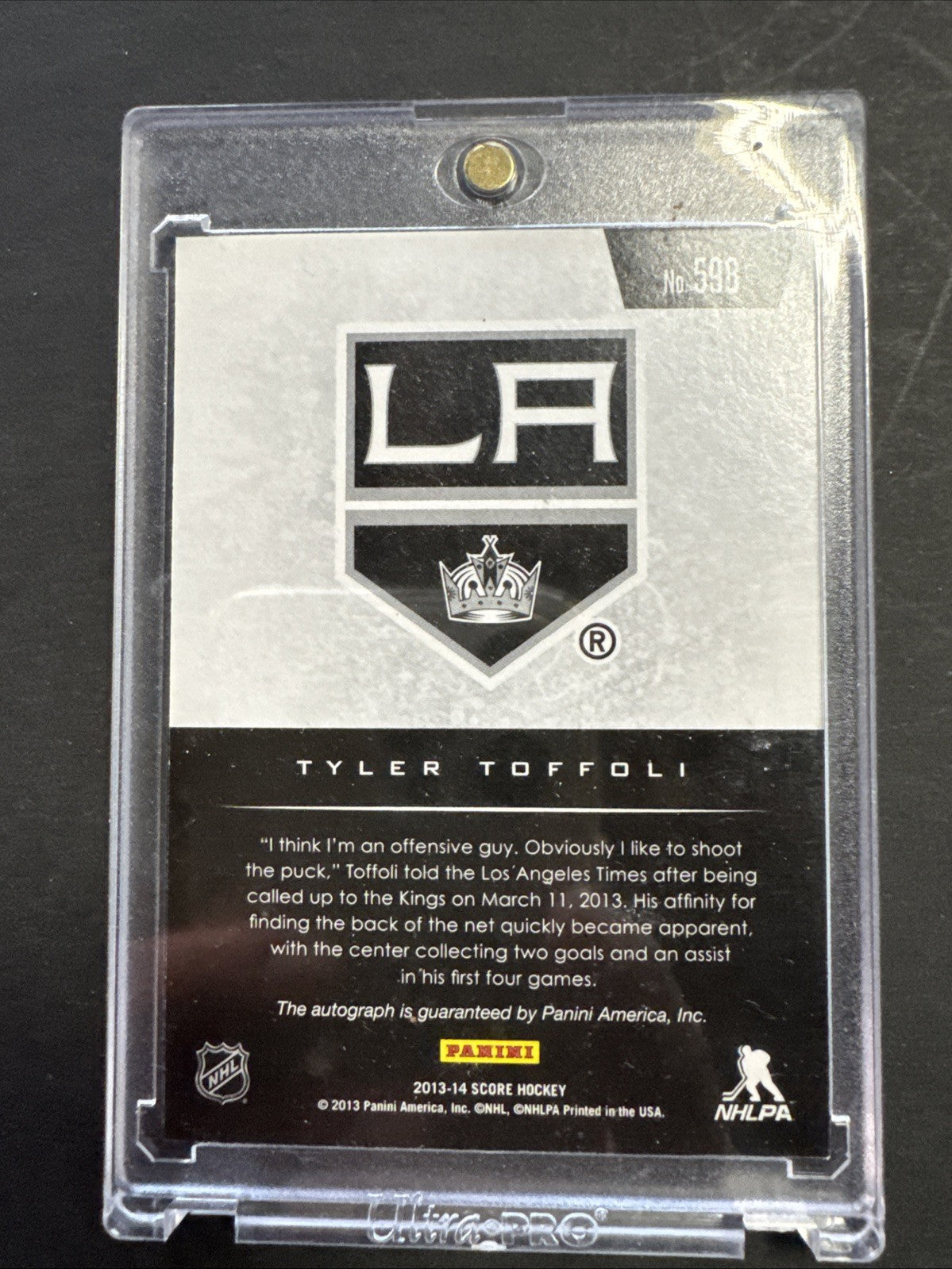 2013-14 Score - Hot Rookies Tyler Toffoli #598 Signatures (AU, RC)
