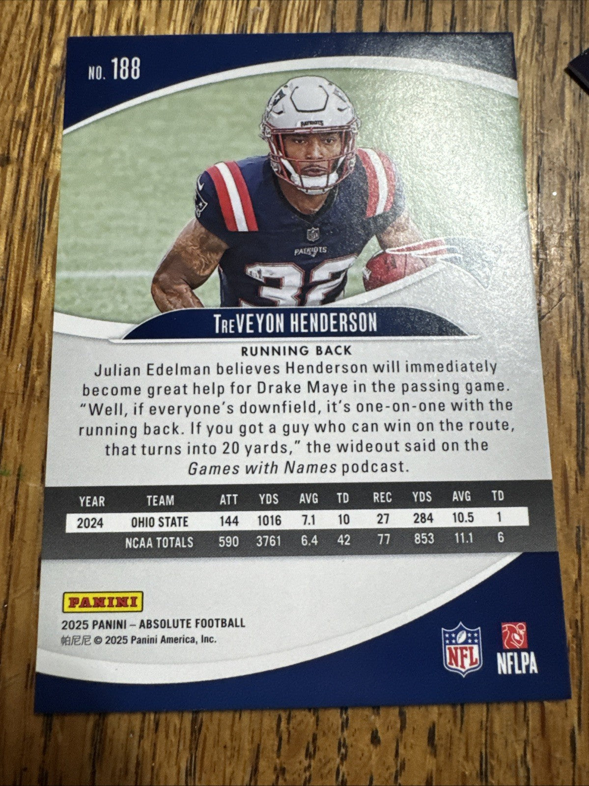 2025 Panini Absolute - Rookies TreVeyon Henderson #188 (RC)