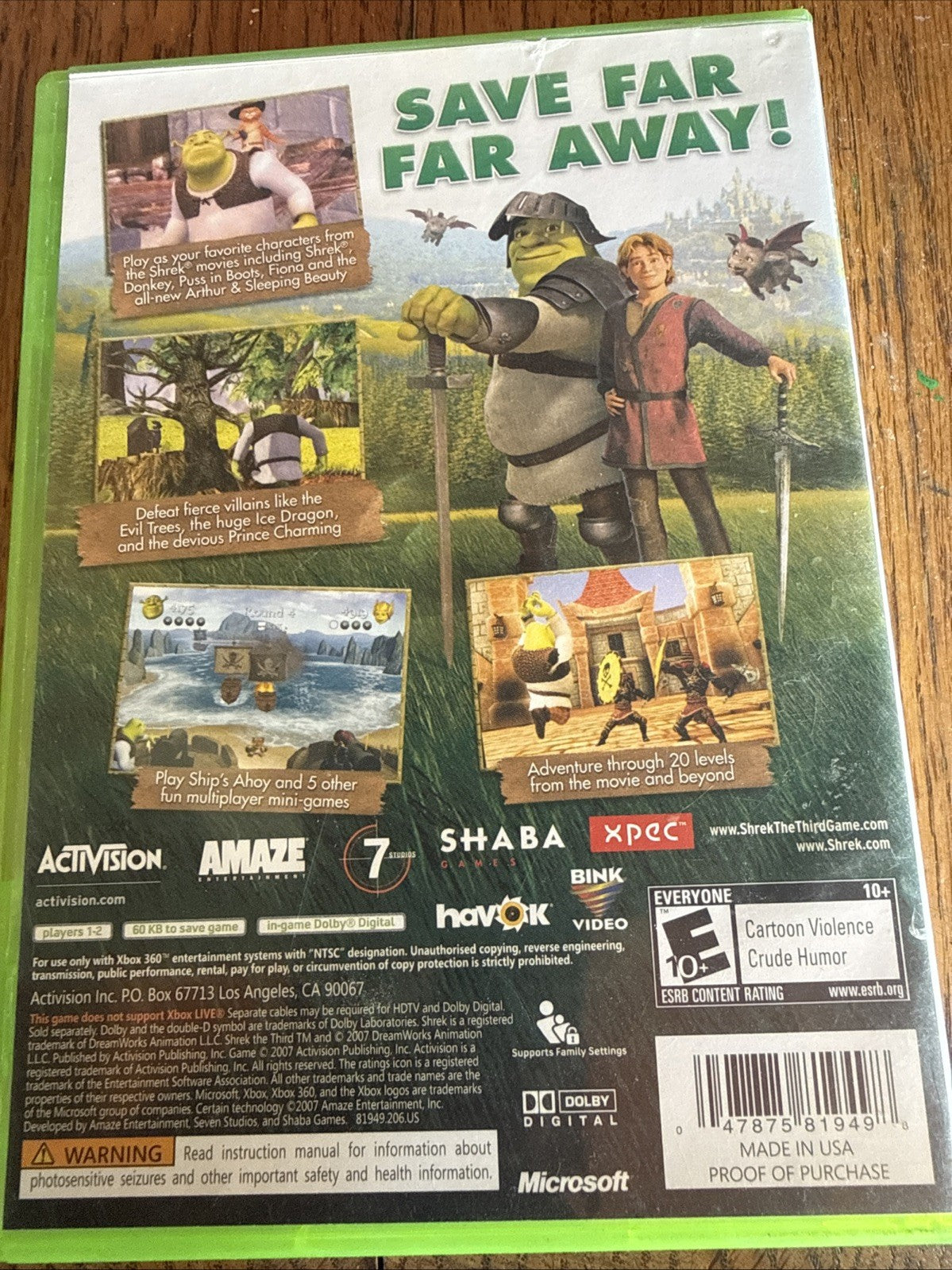 Shrek the Third (Microsoft Xbox 360, 2007) No Manual