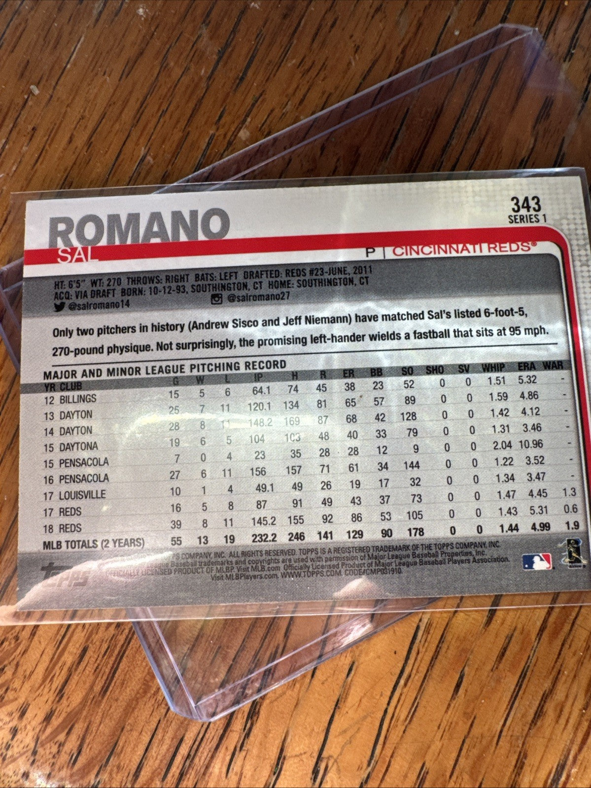 2019 Topps - Sal Romano #343 Rainbow Foil