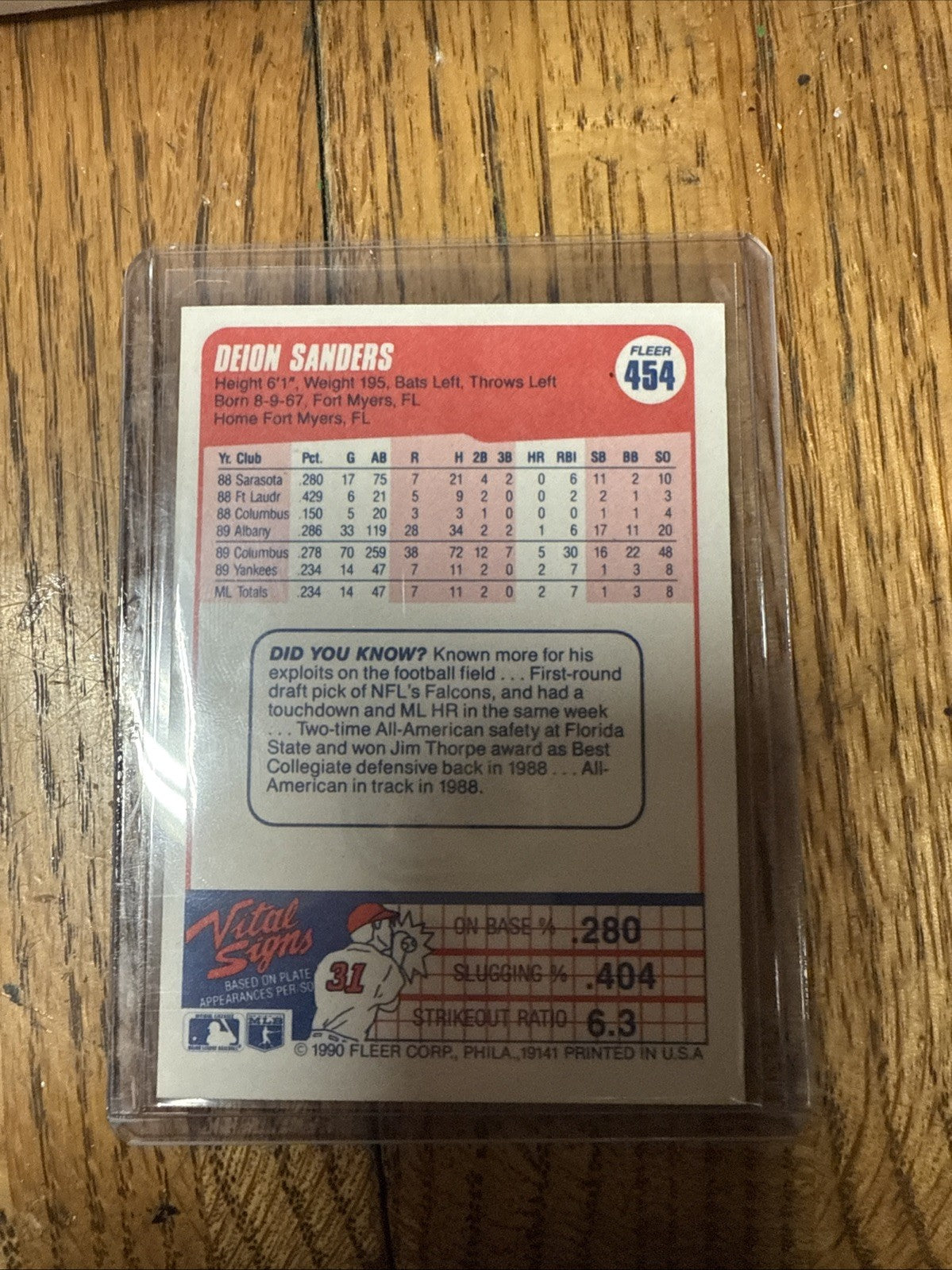 1990 Fleer Deion Sanders #454 Rookie RC