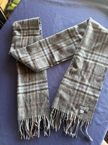 Nordstrom Men’s Shop Scarf Fringe 100% Lambs Wool Grey Size 73”ˣ12”