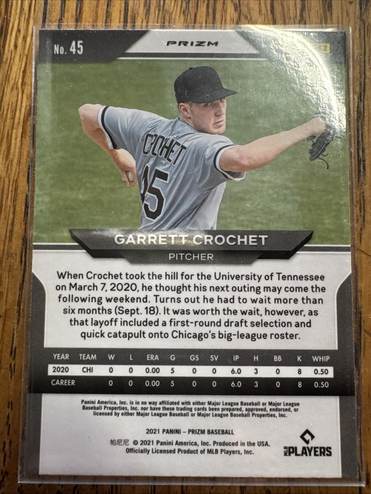 2021 Panini Prizm - Garrett Crochet #45 Silver Prizm (RC)