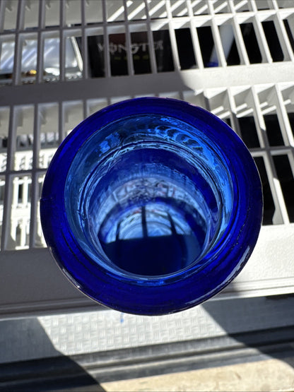Vintage Cobalt Blue Lady Liberty Milk Bottle Glass Liberty Milk Co Buffalo NY 7"
