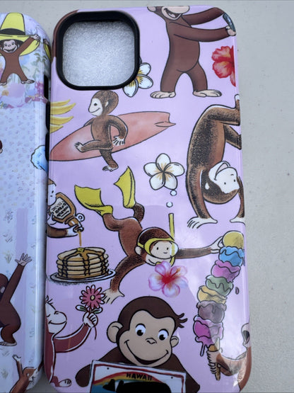 2-iPhone 14 Plus Case Playful Monkey George Hybrid Hard Shell Protective Cover