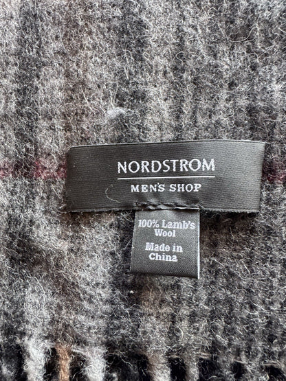 Nordstrom Men’s Shop Scarf Fringe 100% Lambs Wool Grey Size 73”ˣ12”