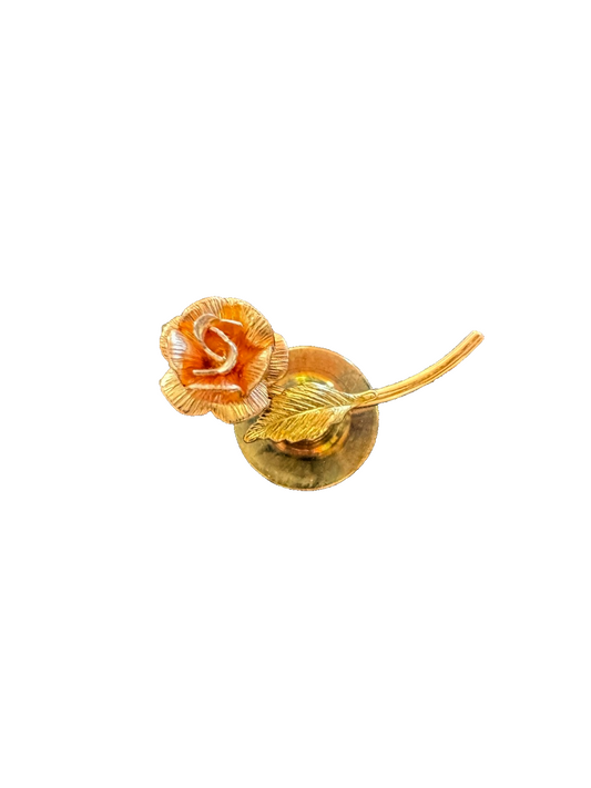 UNIQUE VINTAGE KREMENTZ TRI-COLOR GOLD FILLED ROSE STICK (HAT) PIN!
