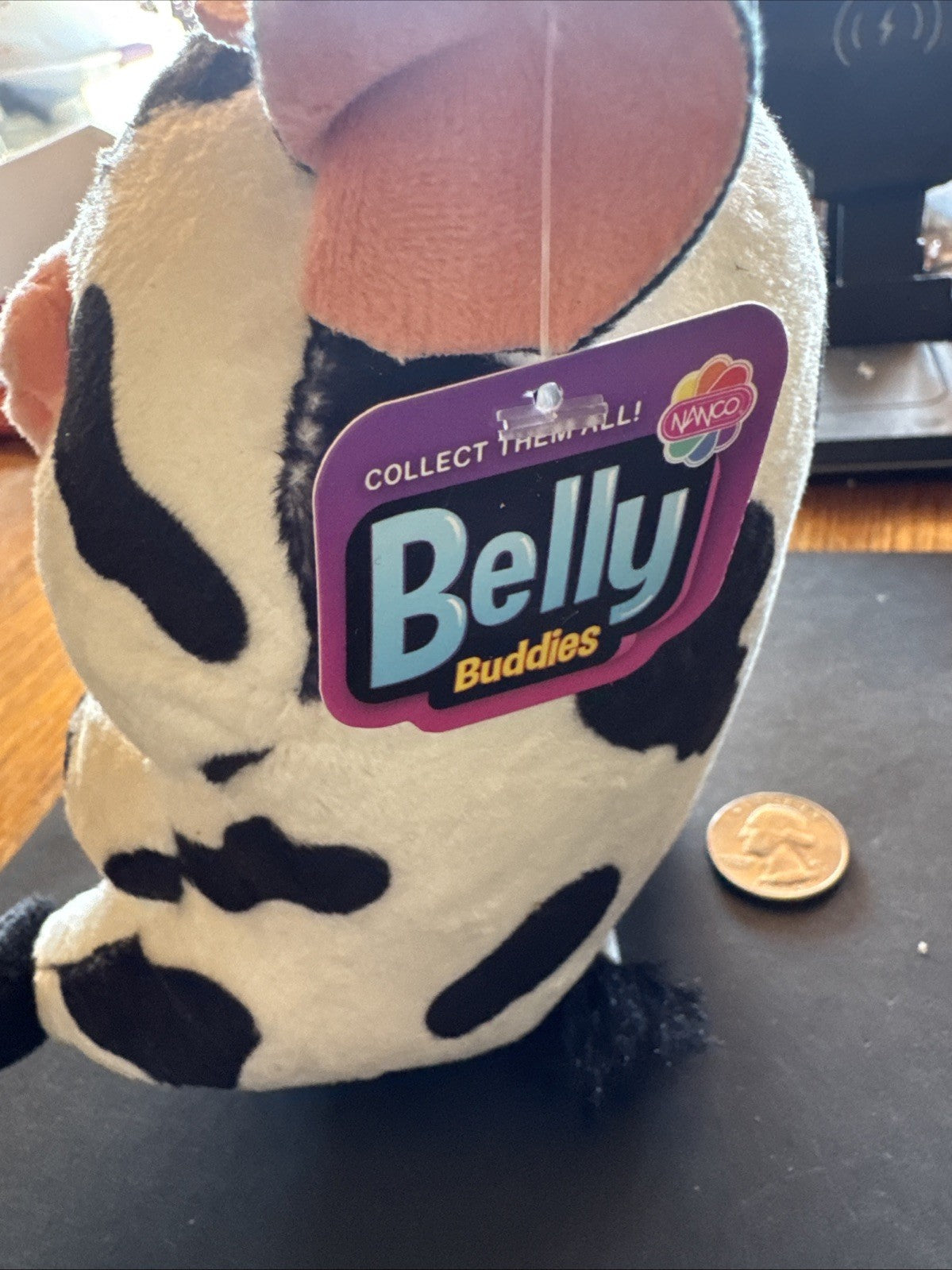Nanco Belly Buddies Plush Cow Stuffed Animal Small Washable White Black Pink