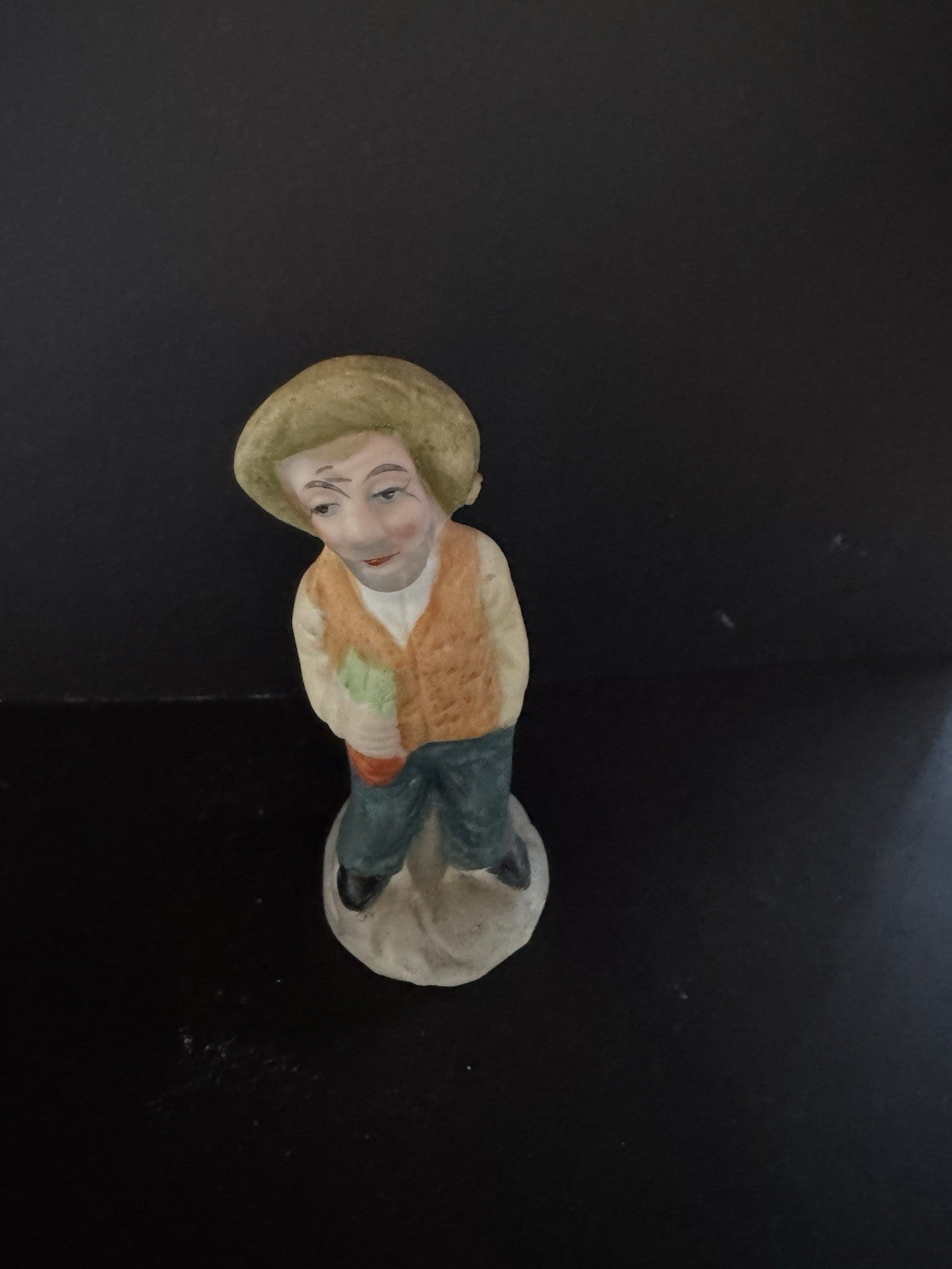 Hobo Vagabond Ceramic Figurine Statue Sculpture 3" Holding a Carrot