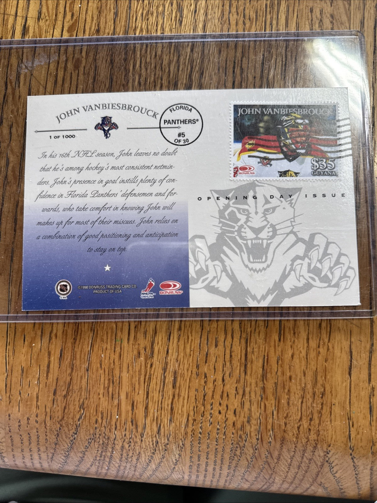 1997-98 Donruss Priority - Postcards John Vanbiesbrouck #5 Opening Day Issue...