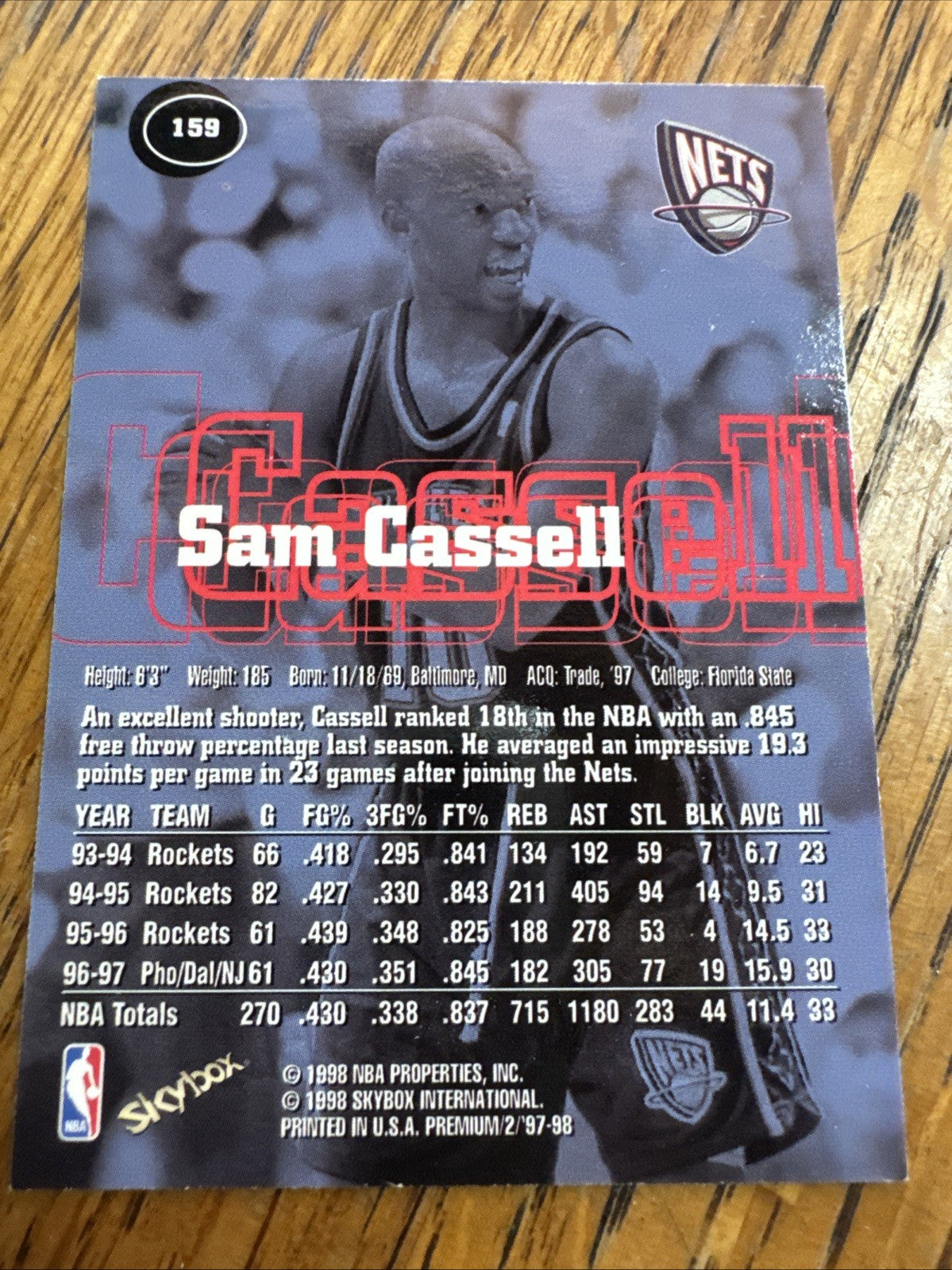 1997-98 Skybox Premium - Sam Cassell #159