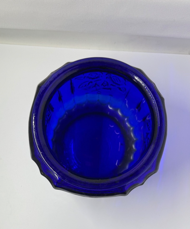 Vintage ~made in the 1970 ~ Cobalt Blue Cookie Jar Mayfair Anchor Hocking  #2883