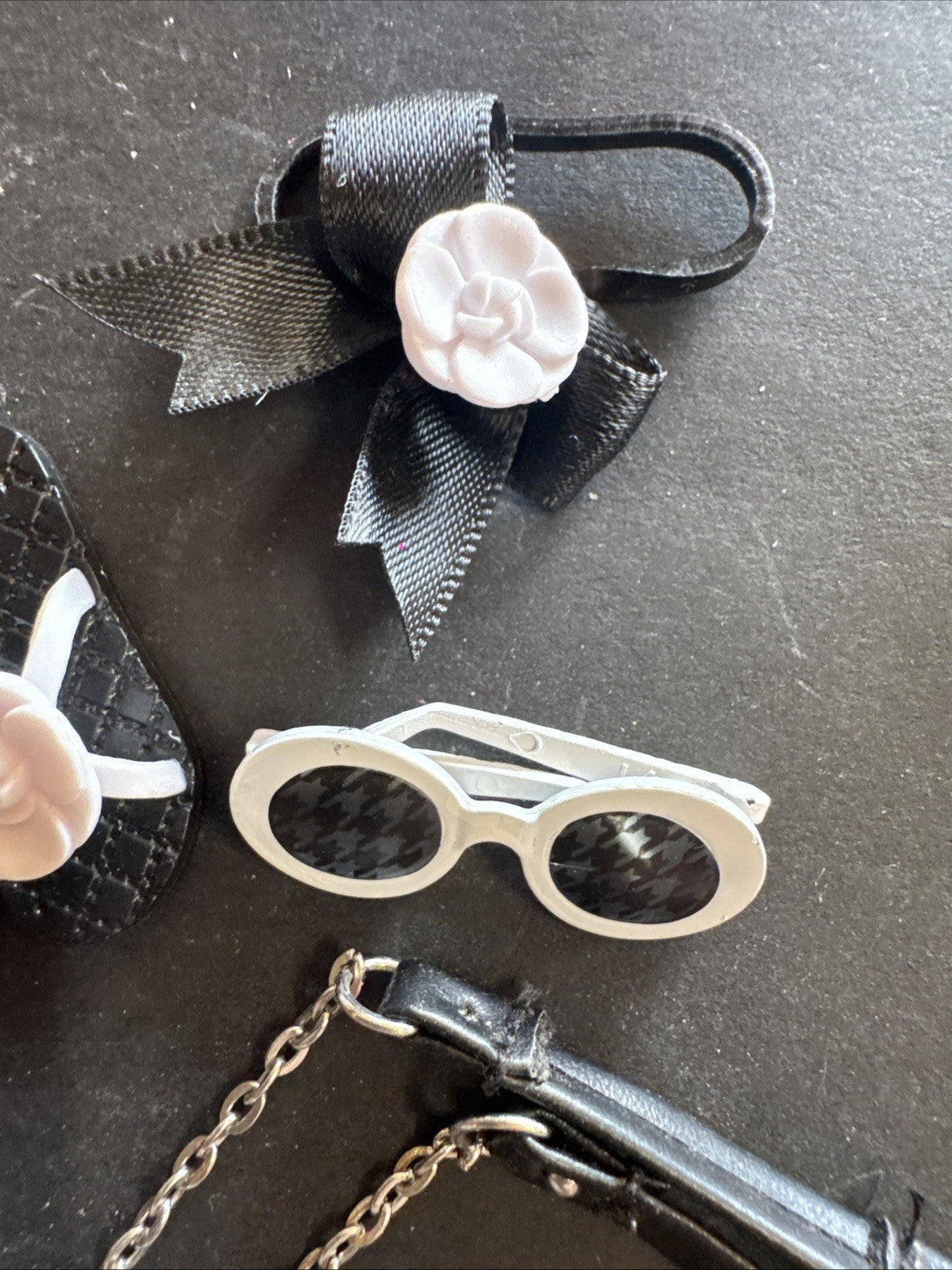 LOT OF 4 Mini Brands BARBIE - Clear Handbag W/Black Straps &Pearls for 1/6 doll