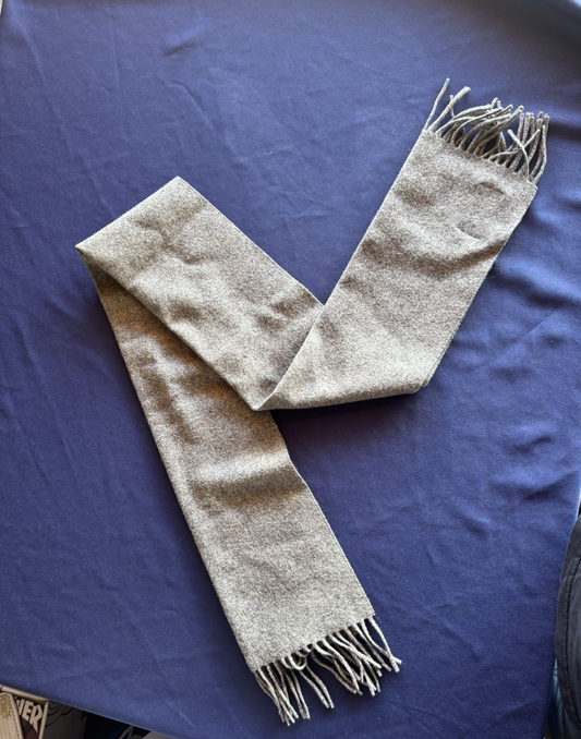 Christopher Hayes Unisex Wool Scarf Fringe One Size GRAY