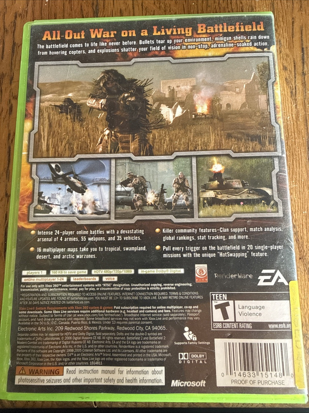 Battlefield 2: Modern Combat (Microsoft Xbox 360, 2006) No Manual