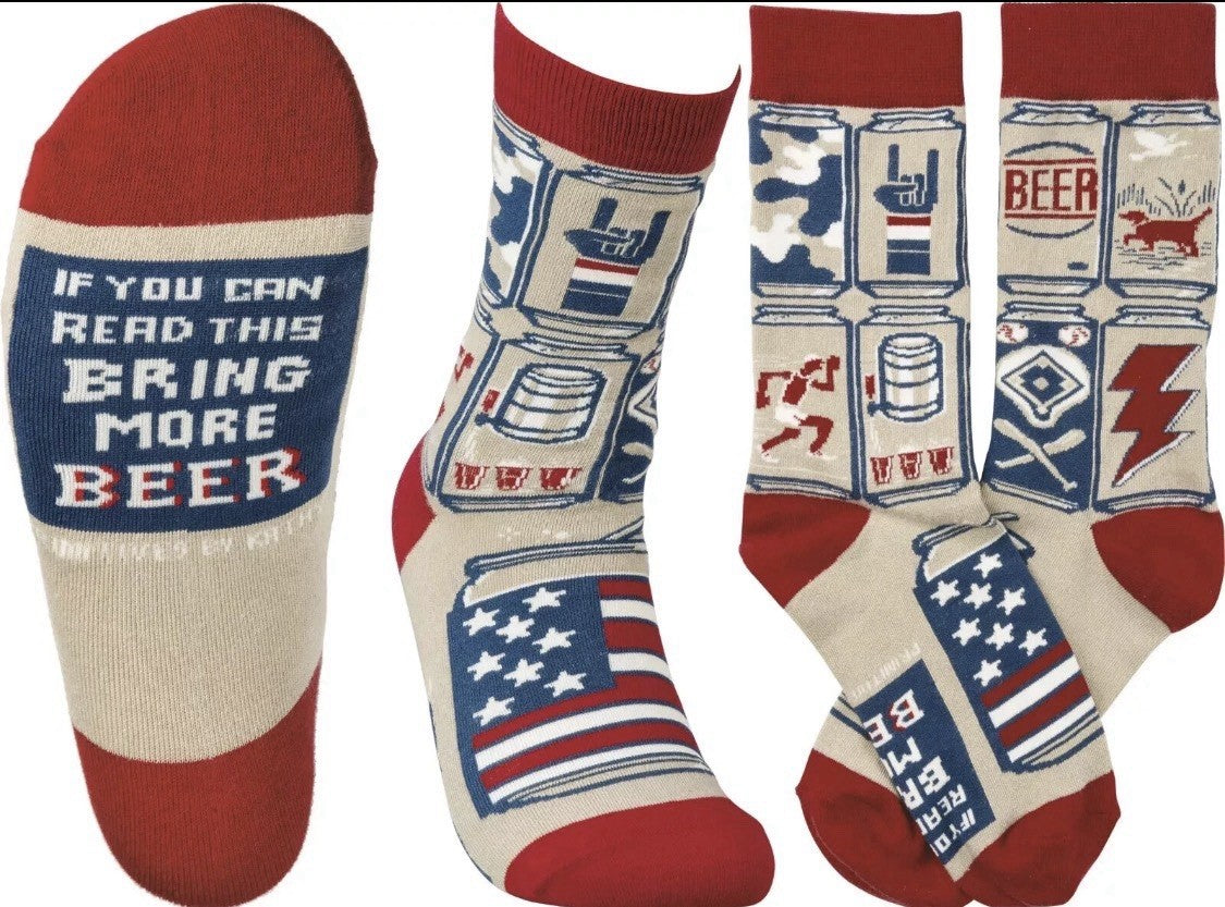 NWT 1 Pair Primitives by Kathy LOL Socks - If You Can Read This Bring More Beer
