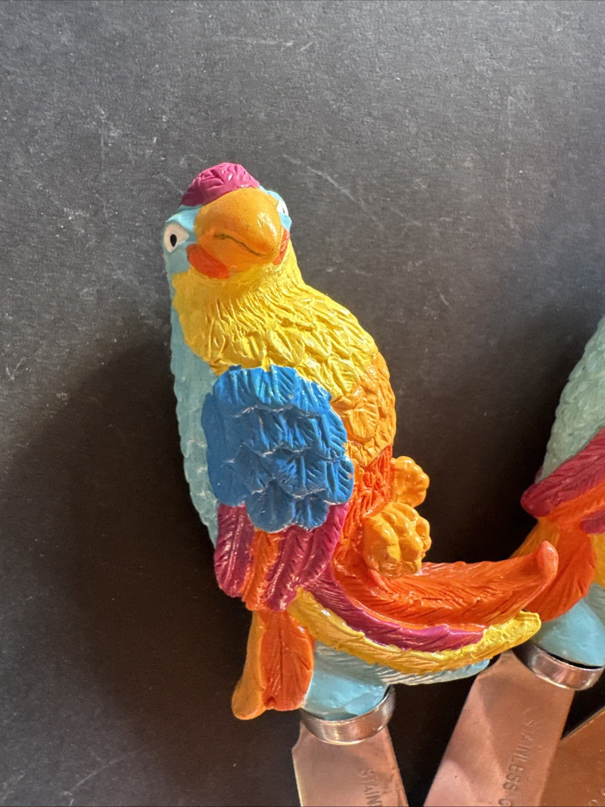 Set (3) Parrot Butter/Cheese Spreader Knives  Stainless Tropical Birds