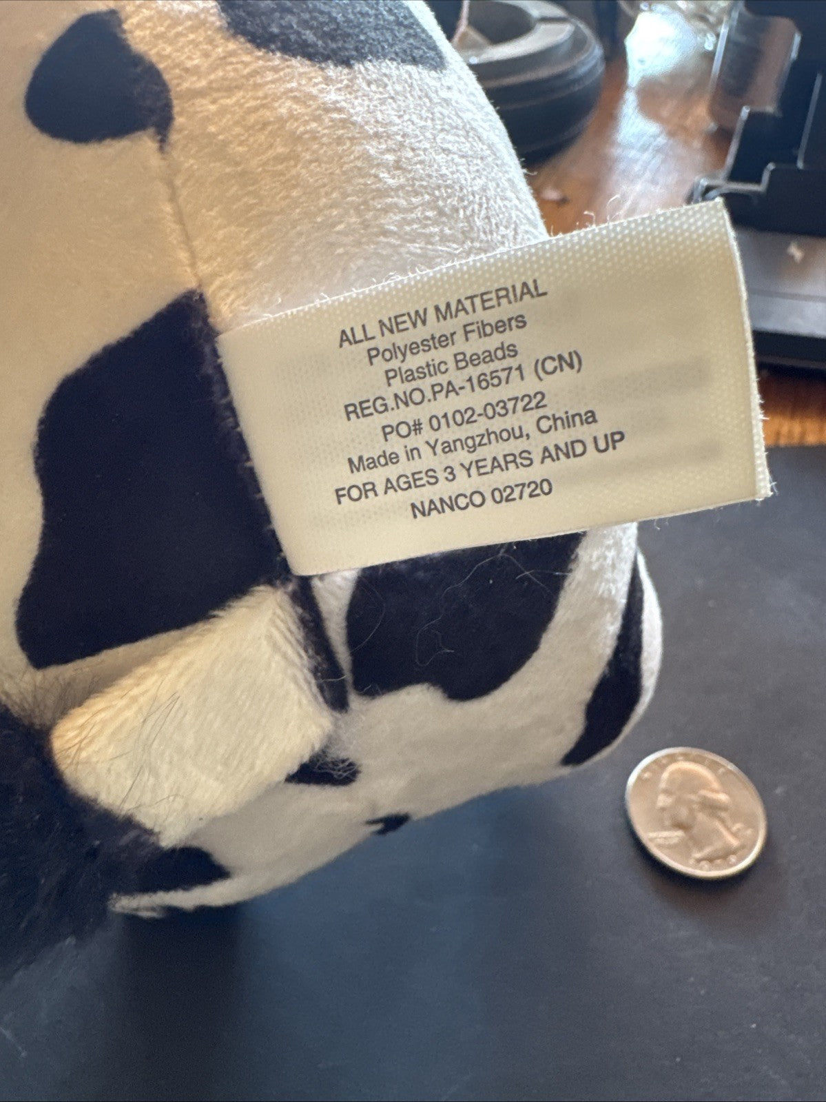 Nanco Belly Buddies Plush Cow Stuffed Animal Small Washable White Black Pink