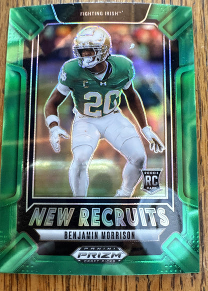2025 Panini Prizm Draft Picks - New Recruits Benjamin Morrison #6 Green Prizm...