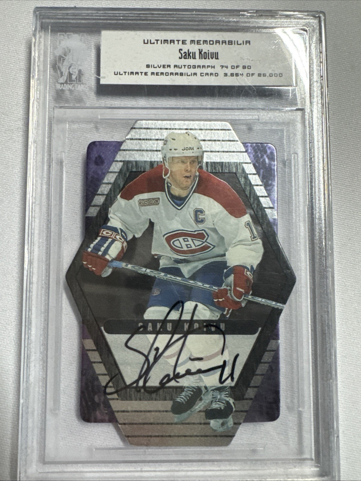 2000-2001 BAP ULTIMATE MEMORABILIA SILVER AUTOGRAPH SIGNATURE SAKU KOIVU #74/90