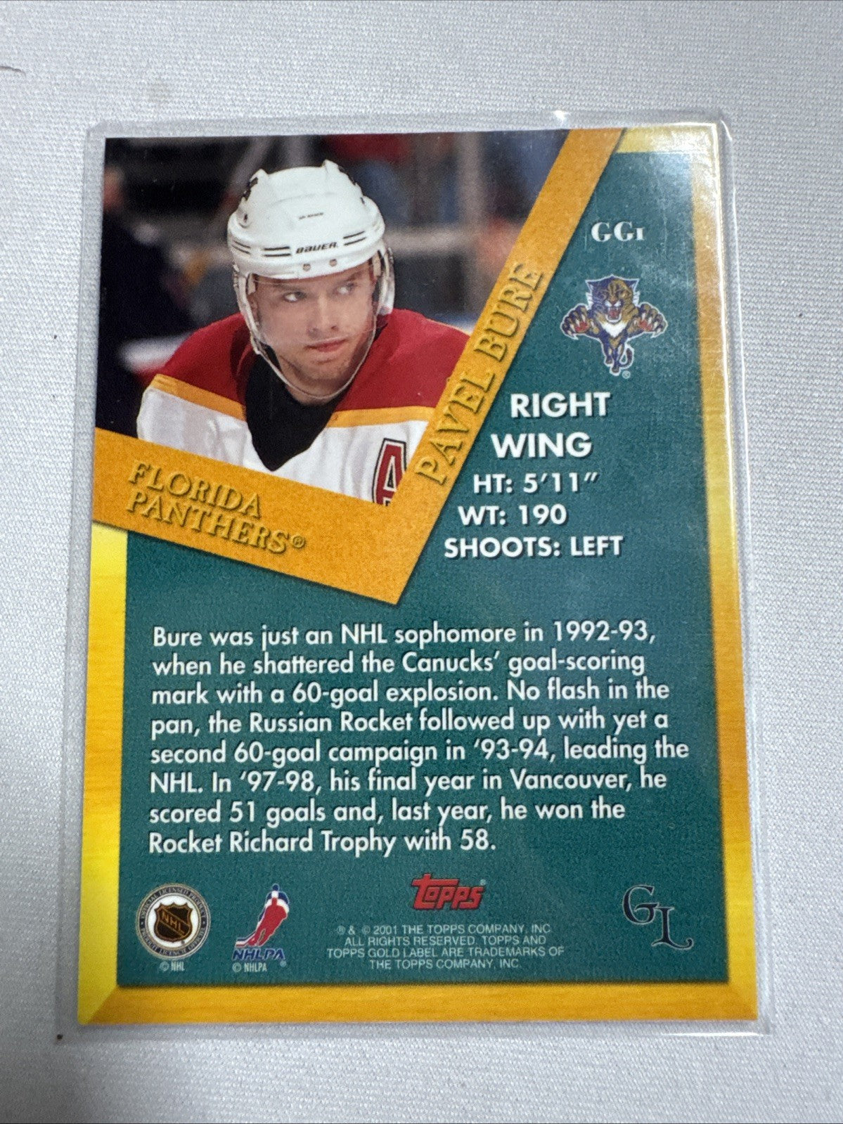 2000-01 Topps Gold Label - Golden Greats Pavel Bure #GG1