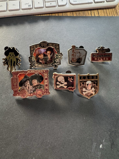 Pirates of the Caribbean Disney Pins - At Worlds End - Set of 7