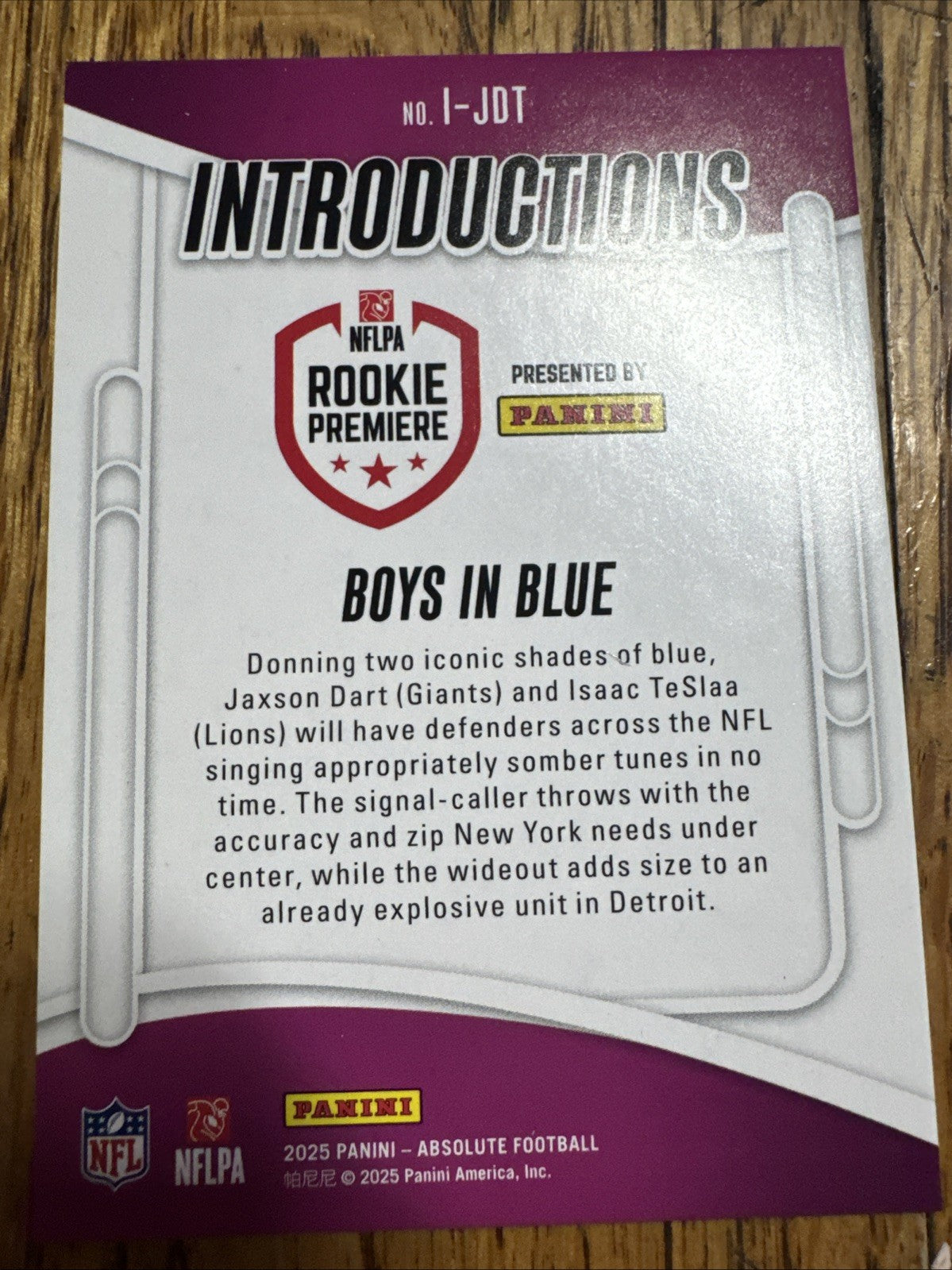 2025 Panini Absolute - Introductions Jaxson Dart, Isaac Teslaa #I-JDT (RC)