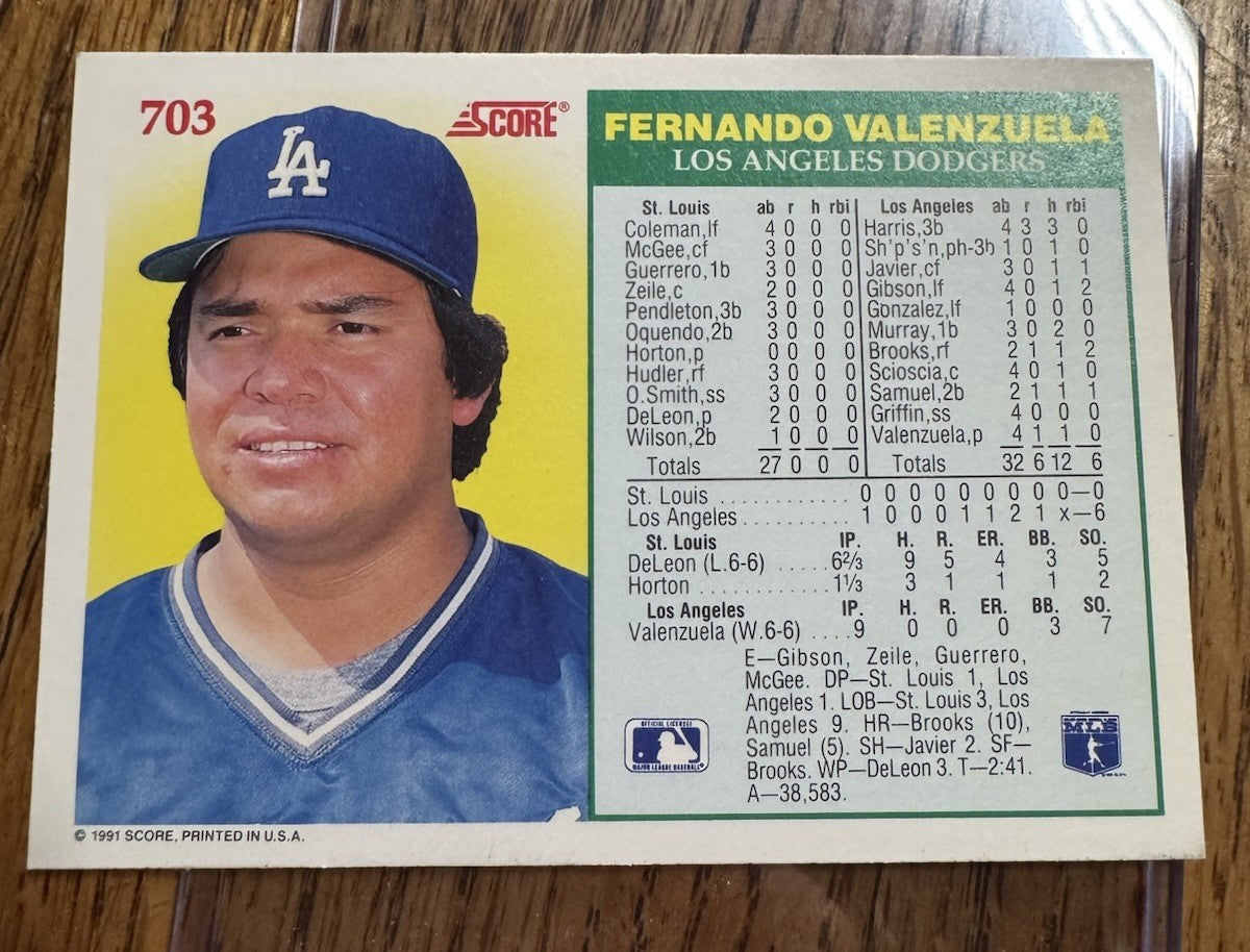 1991 Score - Fernando Valenzuela #703