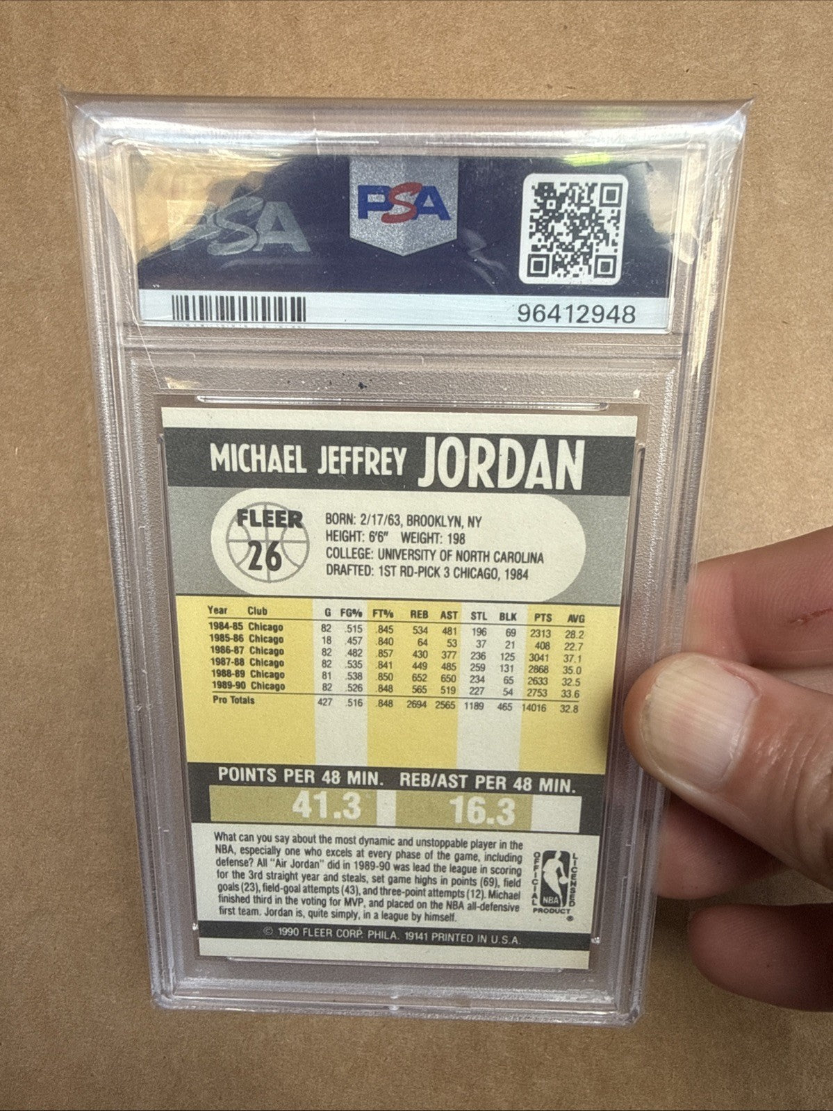 1990 Fleer Michael Jordan #26 PSA 9 ICONIC EARLY CARD "THE GOAT" Perfect Center!