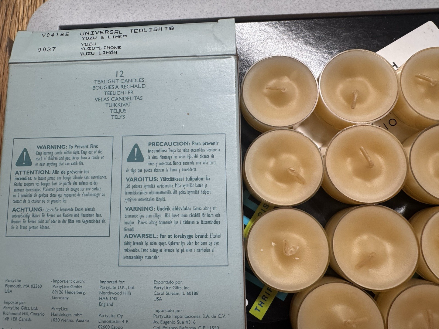 Partylite YUZU & LIME Box OF 11 Universal Tea Light Candles V04185